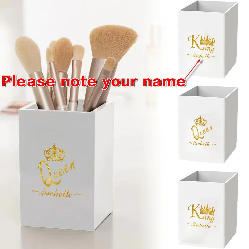 Customized Name Pencil Cup Practical Acrylic Pen Holder Stationery Holder Desk Organizer Storage Office Accessories Study Decor