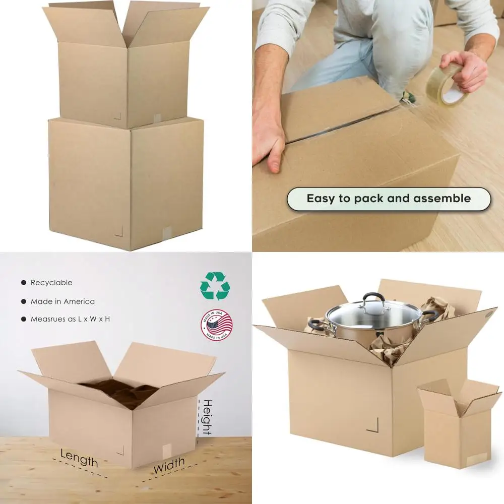 Brown Corrugated Cardboard Shipping Boxes 18x18x6 - 25 Pack, Ideal for Mailing, Packing, Moving, and Storage Solutions