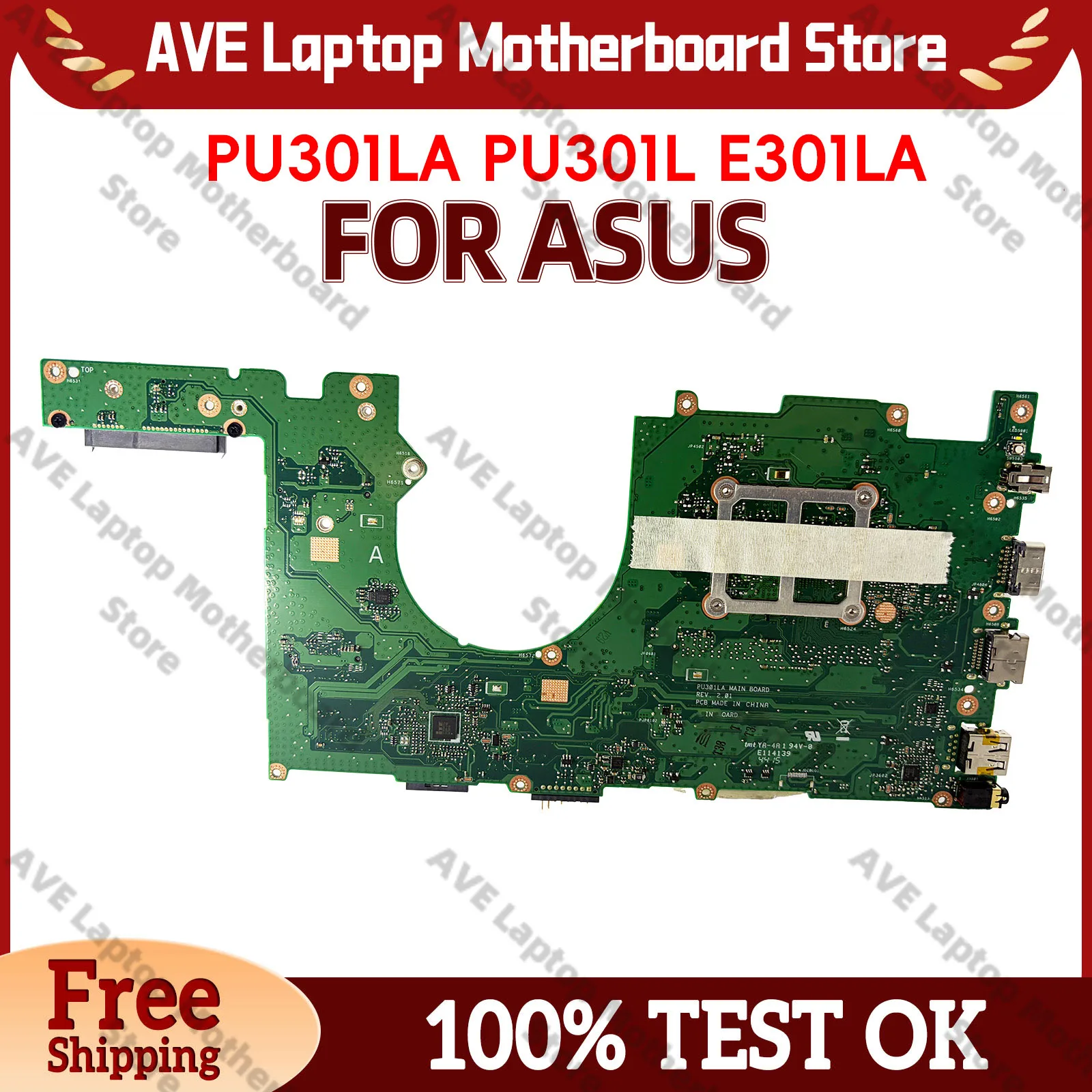 

PU301LA Laptop Motherboard For ASUS VivoBook PU301LA Notebook Mainboard With I3 I5 I7 CPU 100% tests OK fast shipping stk