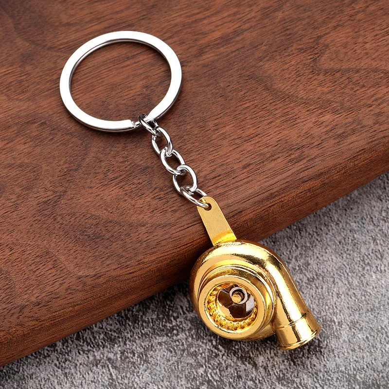 Creative metal keychain, turbo gear wheel hub, brake disc, shock absorber, car keychain pendant, wholesale and order