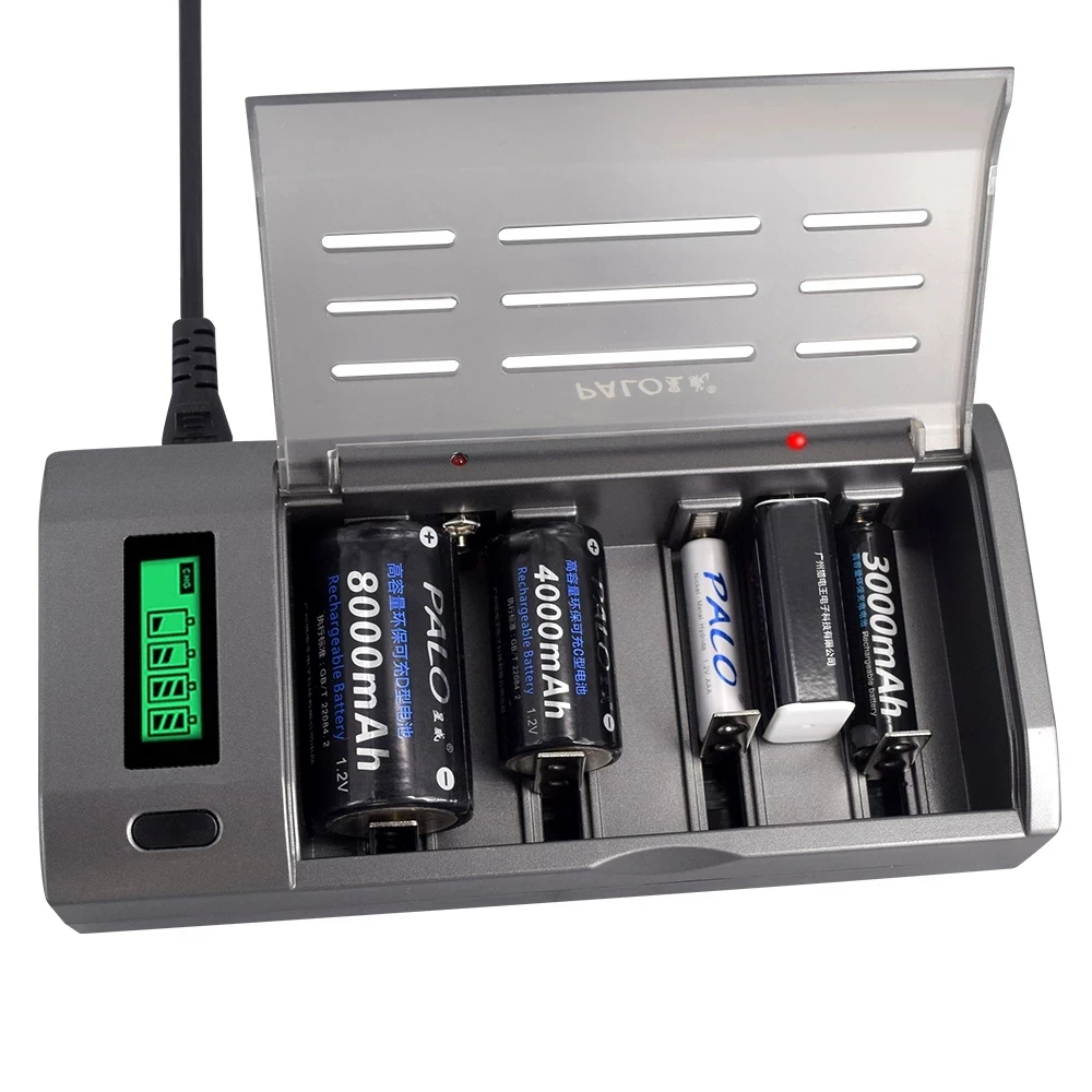 CITYORK 4-8 Pcs C Size LR14 Rechargeable Battery 1.2V NI-MH Rechargeable Type C Batteri C Cell + 8 Slots LCD Battery Charger