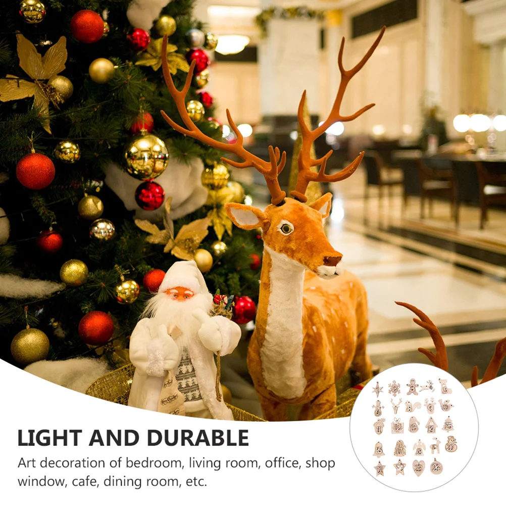 

Christmas Calendar Pendents Wooden Xmas Hanging Ornament Diy Countdown Tag For Holiday Decor Xmas Tree Decoration Supplies