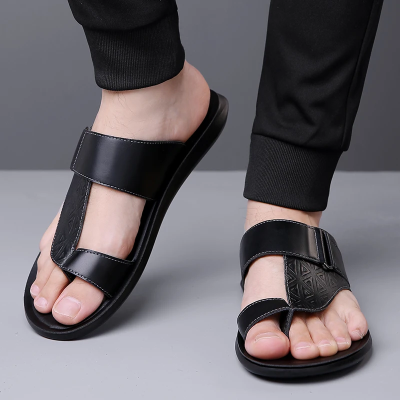 Herren Sommer-Sandalen Atmungsaktive Modische Einfache Zehenfreie Weiche Flache Strandschuhe Bequeme Klassische Pantoffeln-2502 – Detail 1