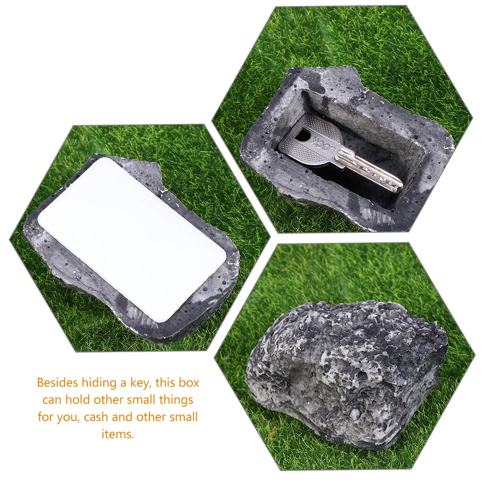 2Pcs Resin Fake Stone Key Hider Outdoor Box Secure Hidden Space for Spare Keys Yard Garden Hide A Key Outdoor Stone