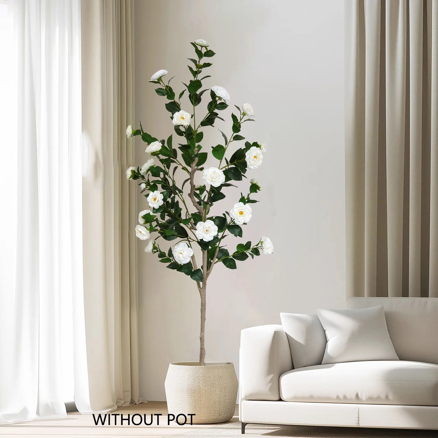 125-195 سنتيمتر شجرة الكاميليا الاصطناعية الجديدة مع وعاء بلاستيكي نبات صناعي داخلي للمنزل غرفة المعيشة مكتب حديقة حفل زفاف #2