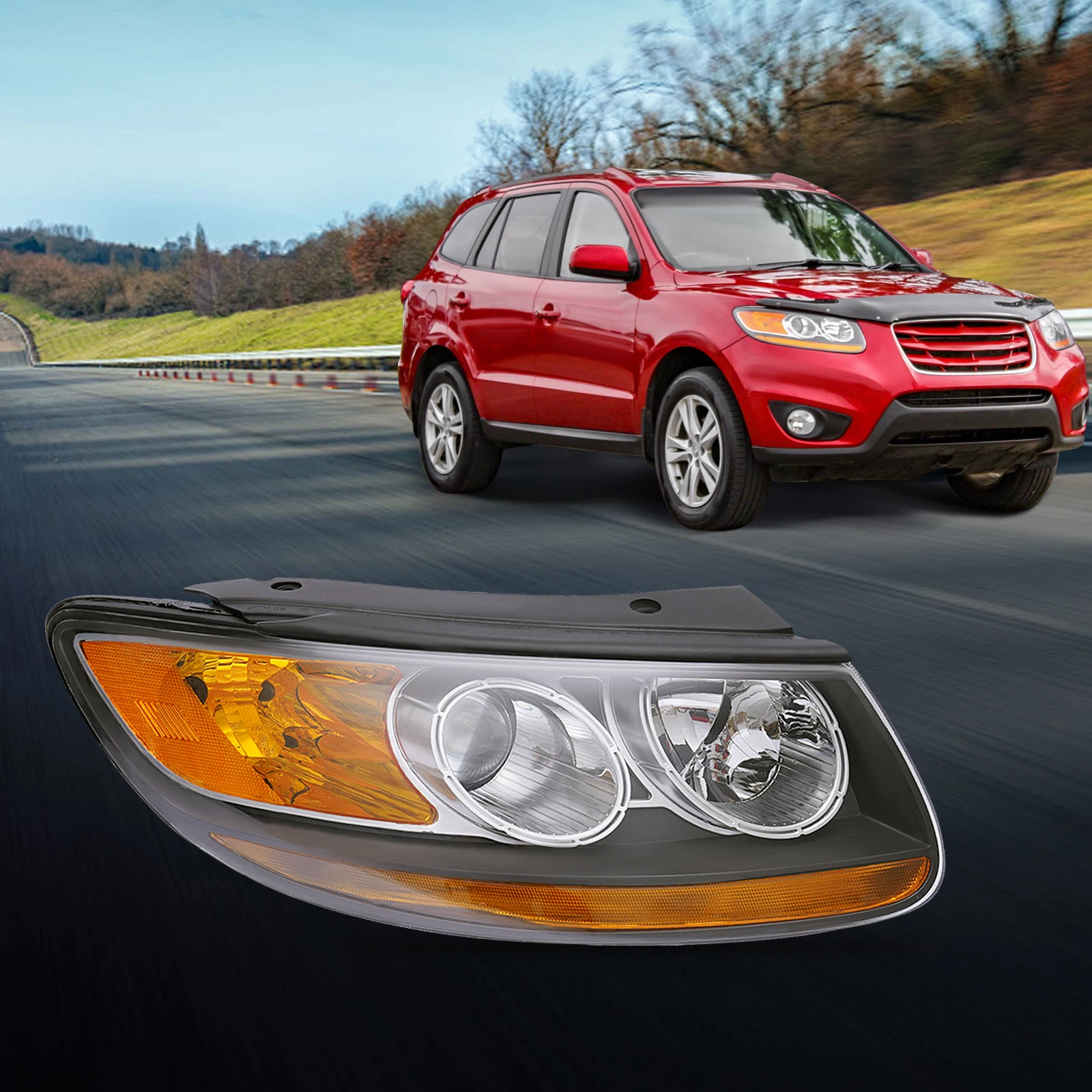 

Hyundai Sonata Halogen Headlight, Custom Fit for 2007-2012 Santa Fe, Energy-Efficient and Durable