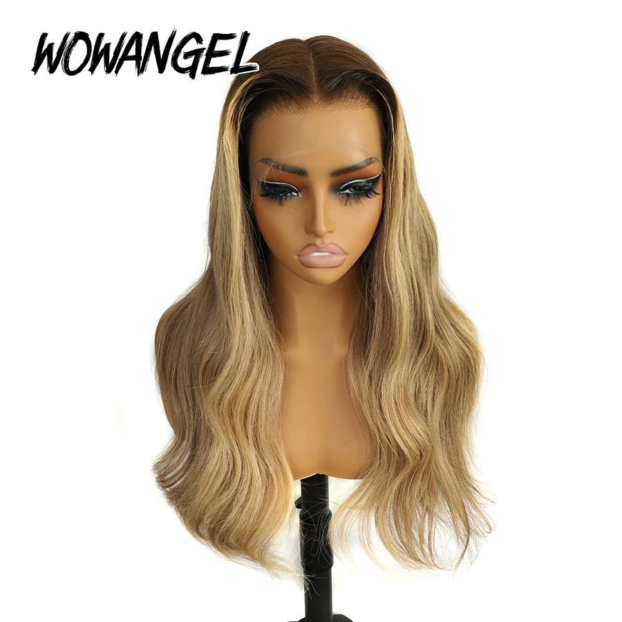 Dunkelblonde Highlight-Perücke aus Echthaar, Body Wave, 5x5 Closure-Perücke, 13x6 HD-Spitze, Full-Frontal-Perücke, vorgezupft, kleberlos. – Detail 5