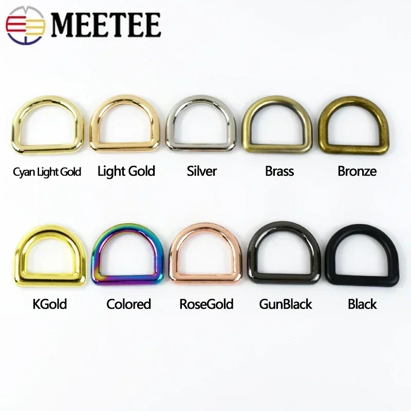 20Pcs Meetee 10-50mm Metal Rings Buckles for Bags Strap Belt Dog Collar Webbing Adjustment Clasp Accessories DIY Leather Craft