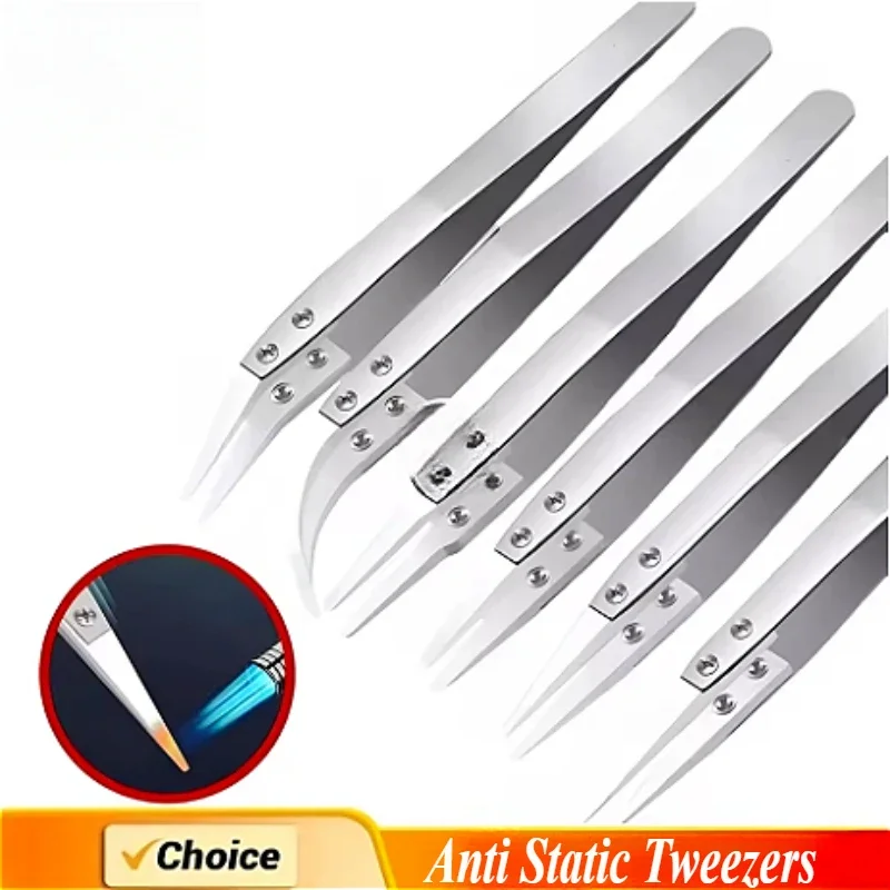 Anti Static Tweezers Ceramic Head Insulation Clip Acid Resistant Experimental Tweezers For Watch Hands Installation Repair Tool