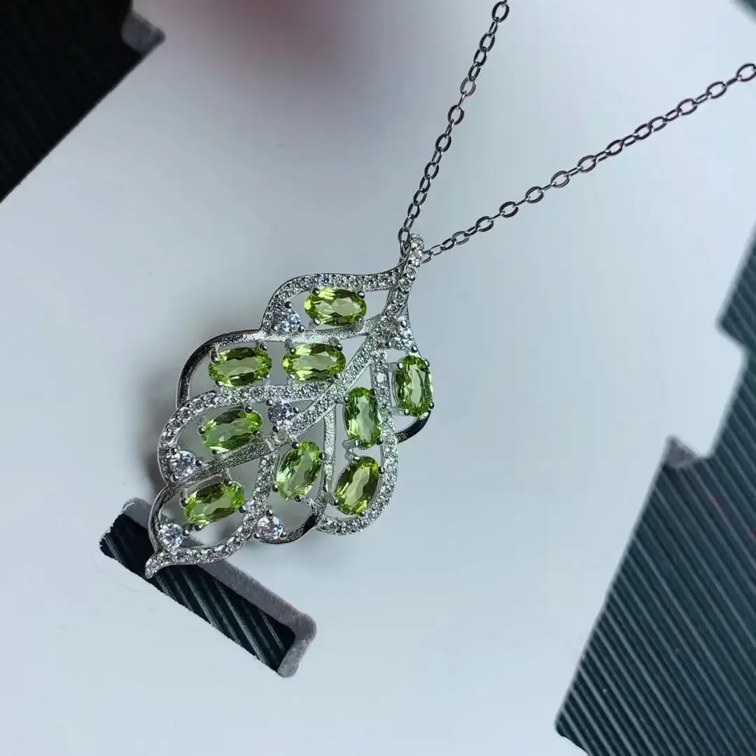 3mm * 5mm 100% Natural Perdiot Necklace Pendant for Party Solid 925 Silver Peridot Pendant Sterling Silver Peridot Jewelry