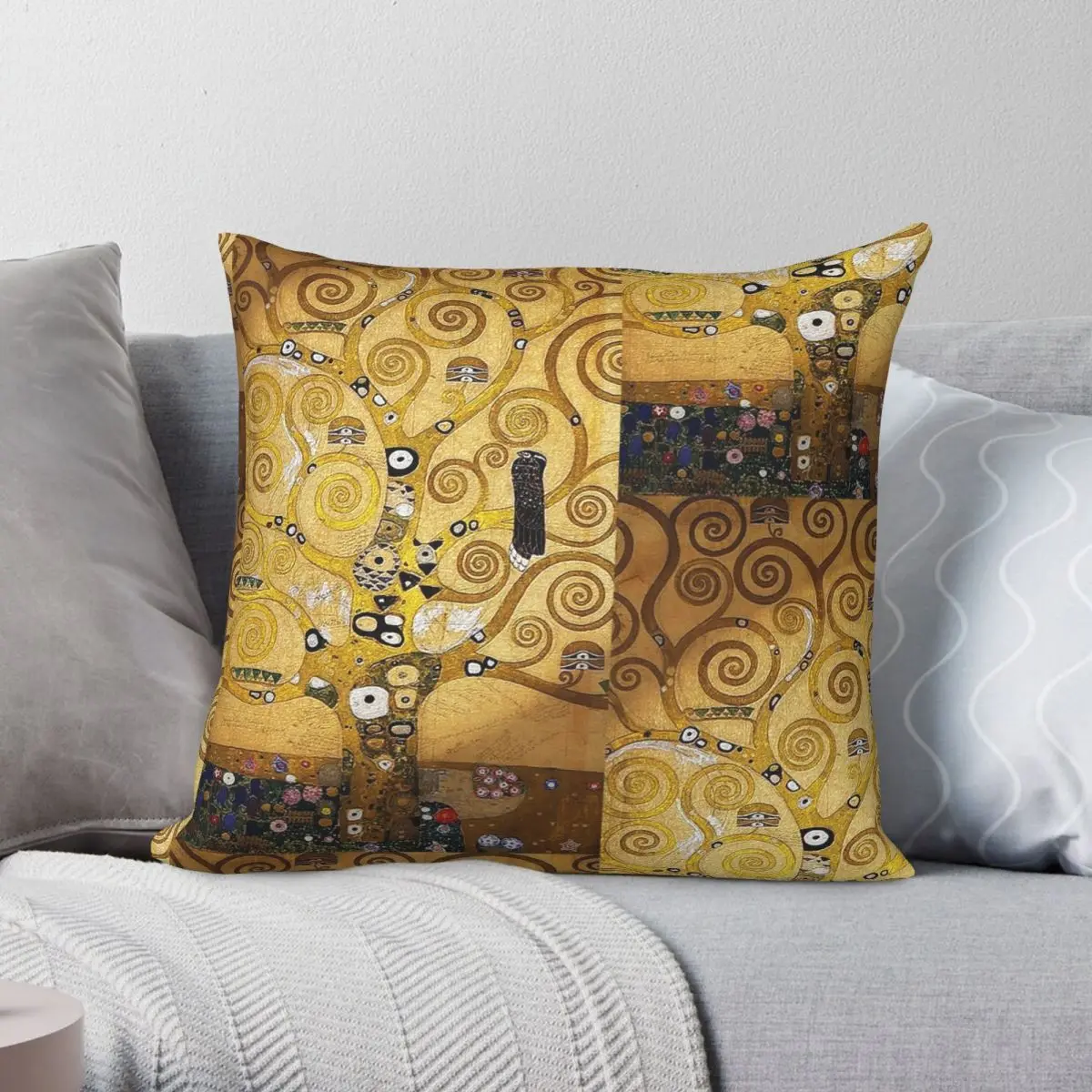 Gustav Klimt Owl In A Tree Pillowcase Polyester Linen Velvet Pattern Zip Decorative Room Cushion Case Wholesale