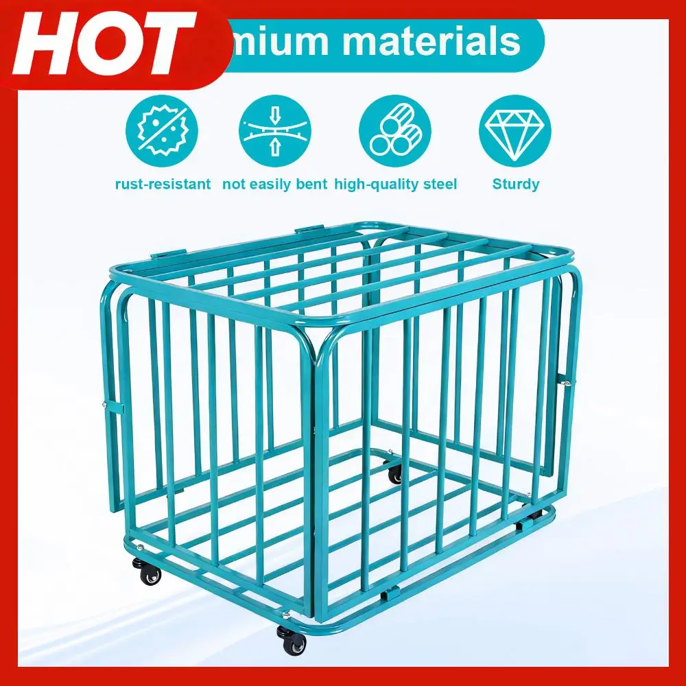 

Folding Mobile Football Storage Basket with Wheels and Lid Rolling Ball Storage Holder Cart for Garage School Kindergarten