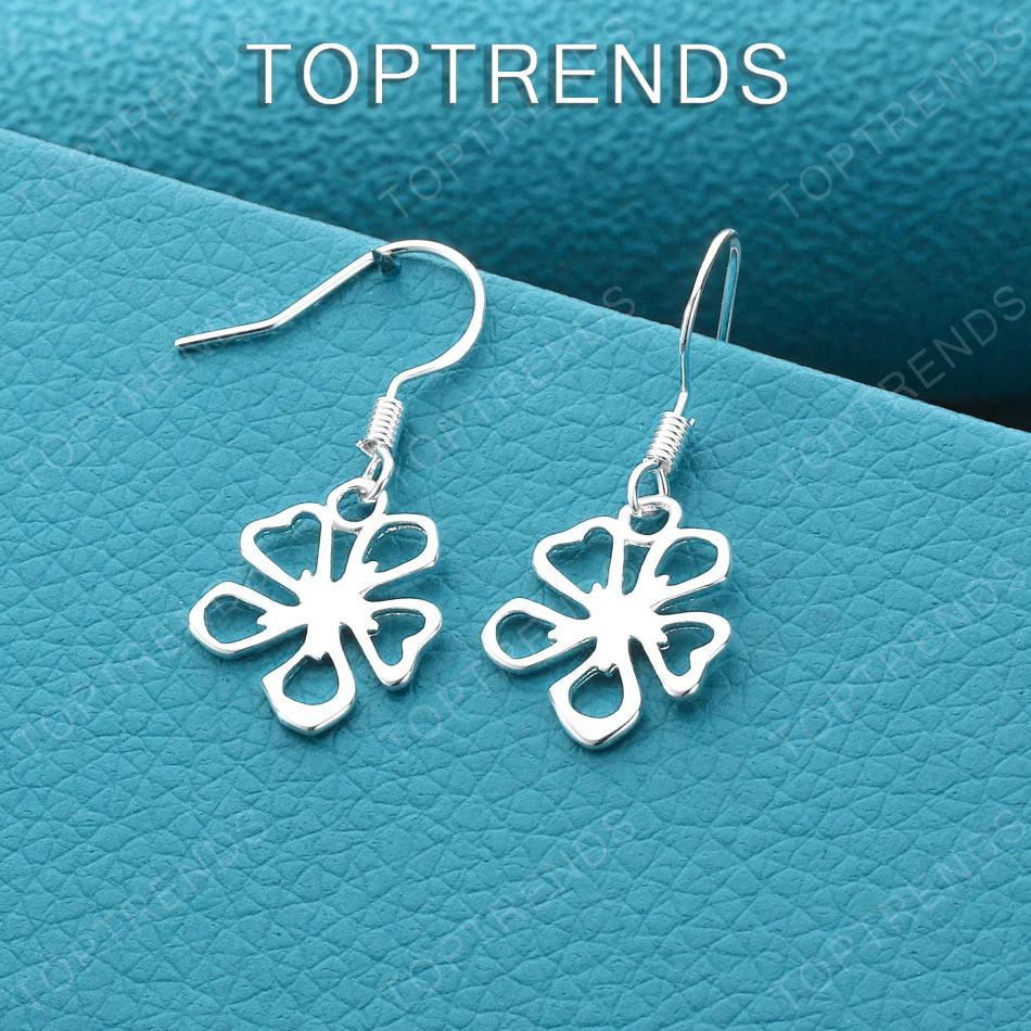 Pretty 925 Sterling Silver Flowers Drop Earrings High-Quality Elegant Women's Jewelry Birthday Wedding Party Gift Accessories