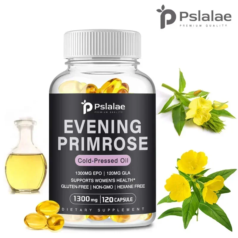 Evening Primrose Supplement Cold Pressed Oil - Contains Gelatin and Vegetable Glycerin To Promote Healthy Skin