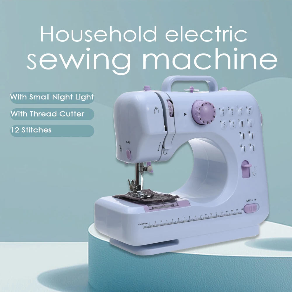

Inne Mini Portable Sewing Machine Electric Household Overlock 12 Stitch Pedal With Presser Foot DIY Household Clothes Table