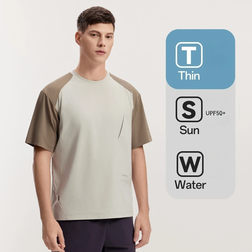 Men's Short-Sleeve Crew Neck T-Shirt: Lightweight Breathable, Sun Protection UPF50+, Moisture-Wicking for Outdoor & Casual Wear