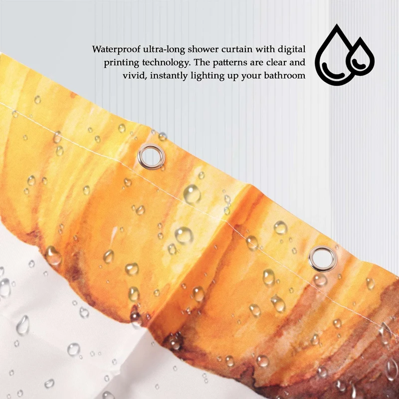 Cortina de ducha duradera de otoño para baño, cortina de ducha de granja de hoja de arce de calabaza de acuarela