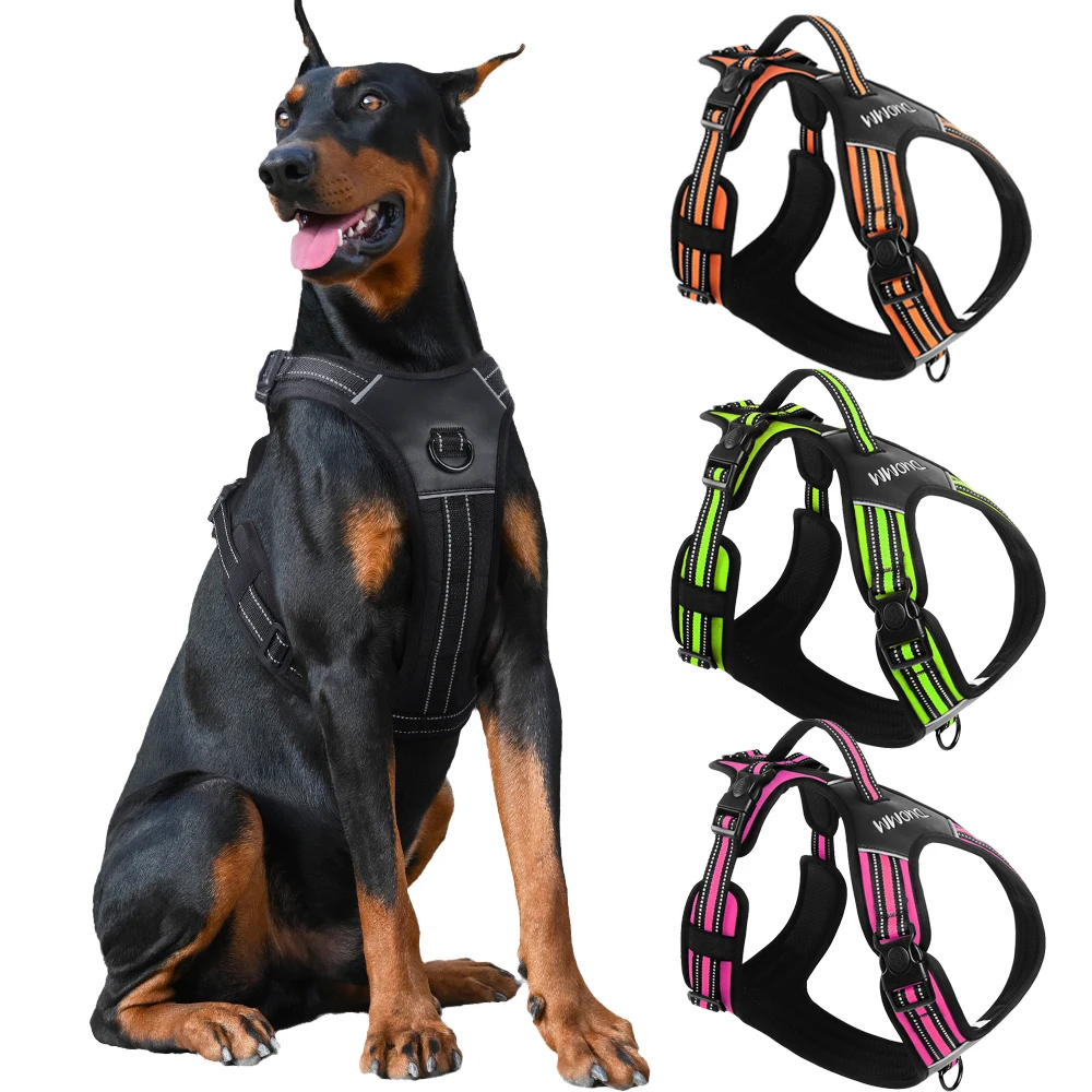 No Pull Big Dog Harness with Handle for Small Medium Large Dogs Weimaraner Doberman Pinscher Fashion Durable Pet Vest Harnesses