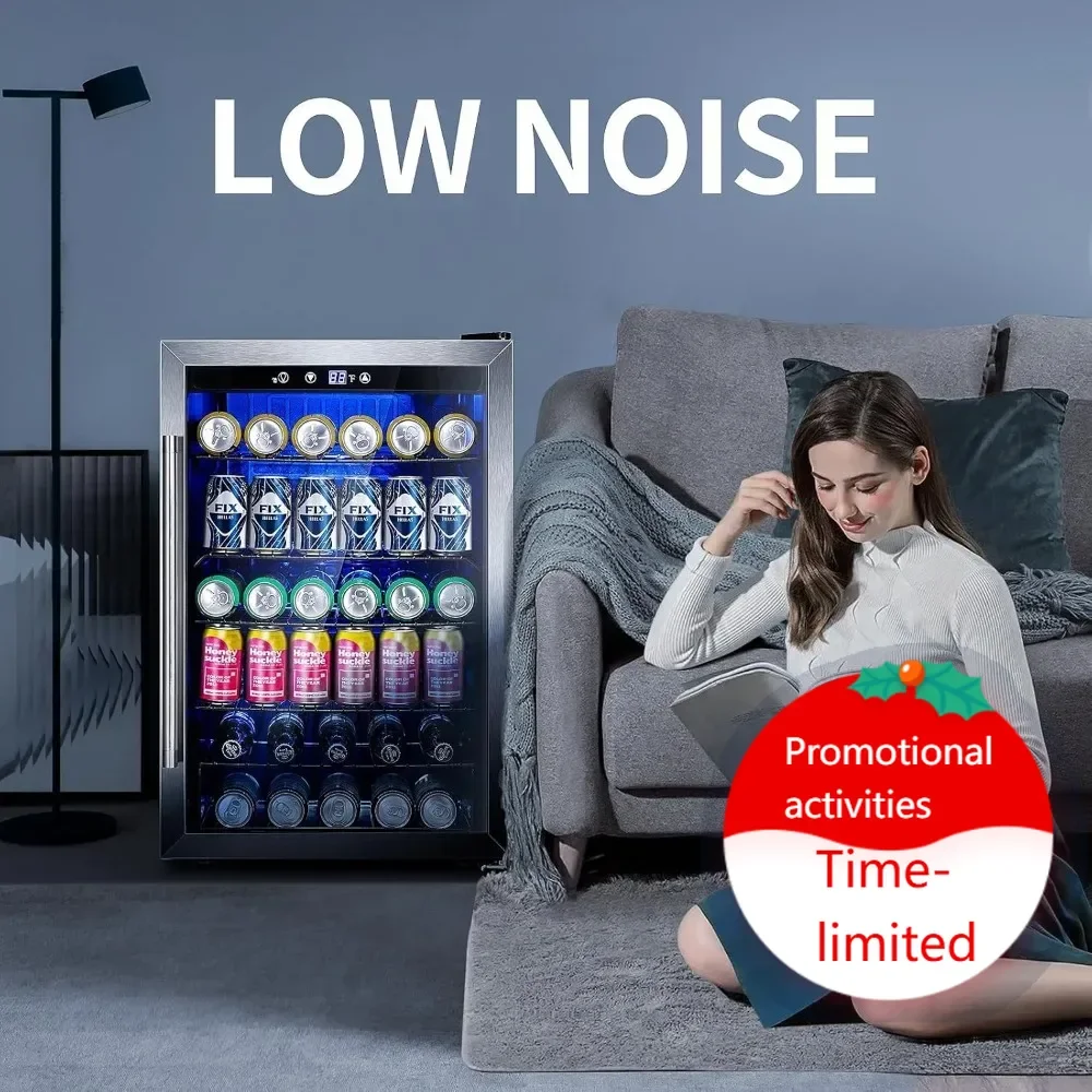 

Хит продаж: Мини-холодильник для напитков на 145 банок, отдельностоящий винный холодильник для газировки, пива или вина, со стеклянной дверцей, компактный диспенсер для напитков.