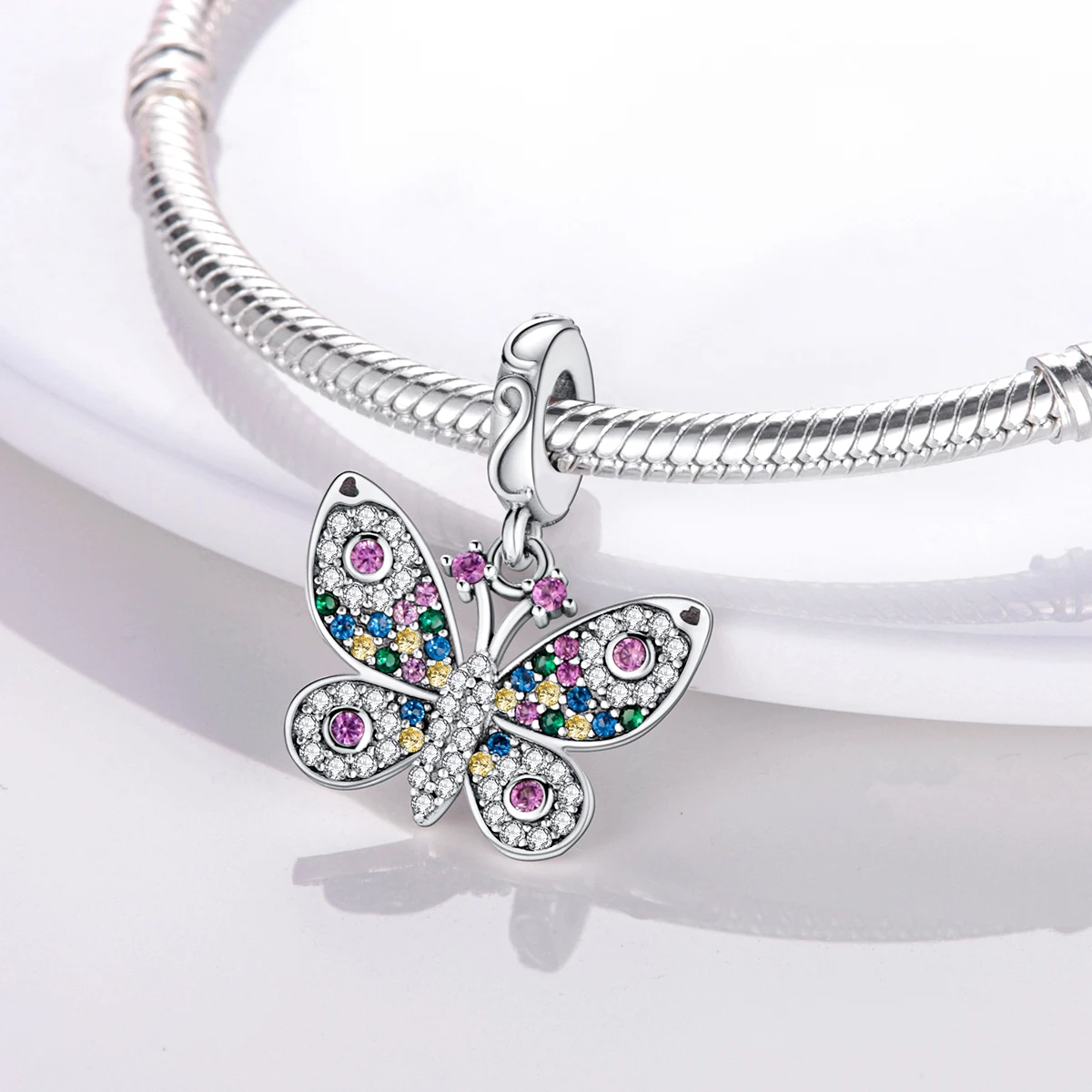Color Enamel Hummingbird Flamingo Bird Butterfly Flower Beads Charm fit Bracelet Necklace Silver Plated Women Jewelry Making view 5