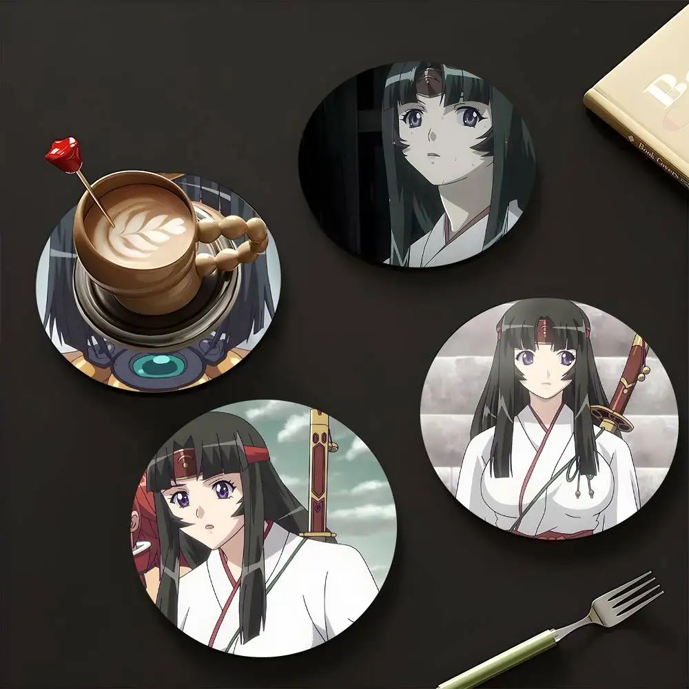 1pc Tomoe Queen's Blade Wooden Coaster Colour Printing Cup Mat Home Desk Decoration Gifts