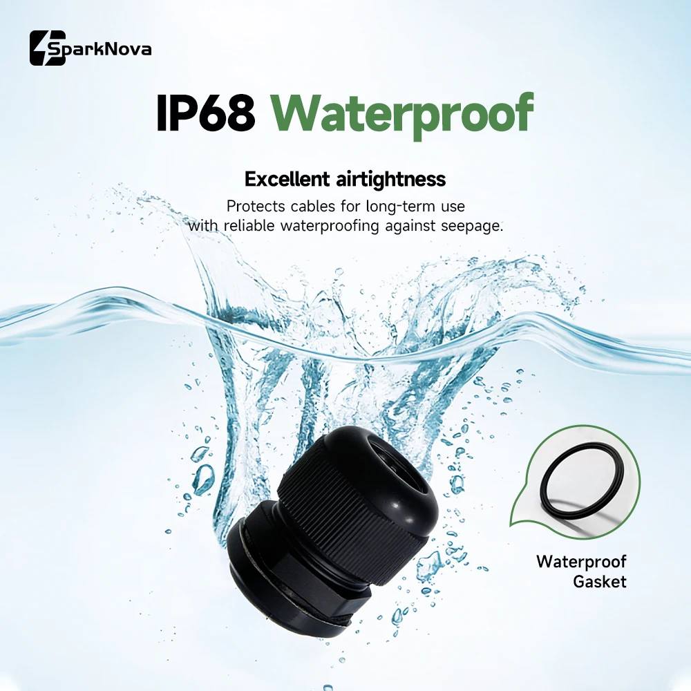 5/10Pcs Waterproof Cable Gland Nylon IP68 PG7 PG9 PG11 PG13.5 PG16 For 3-14mm Cable Wire Lock Nut Connector Joint Black