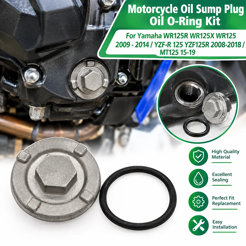 Motorcycle Oil Sump Plug Oil O-Ring Kit For Yamaha WR125R WR125X WR125 2009 - 2014 / YZF-R 125 YZF125R 2008-2018 / MT125 15-19