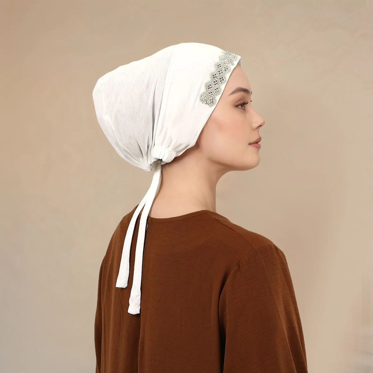 

Diamonds Pre-Tied Muslim Women Hijab Bonnet Turban Chemo Cap Underscarf Hair Loss Hat Beanie Islamic Cancer Headband Scarf Mujer