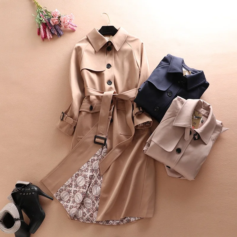 

Nice Spring Autumn Trench Coat Women Casual Single-breasted Simple Classic Long Windbreaker With Belt Chic Female High Quality