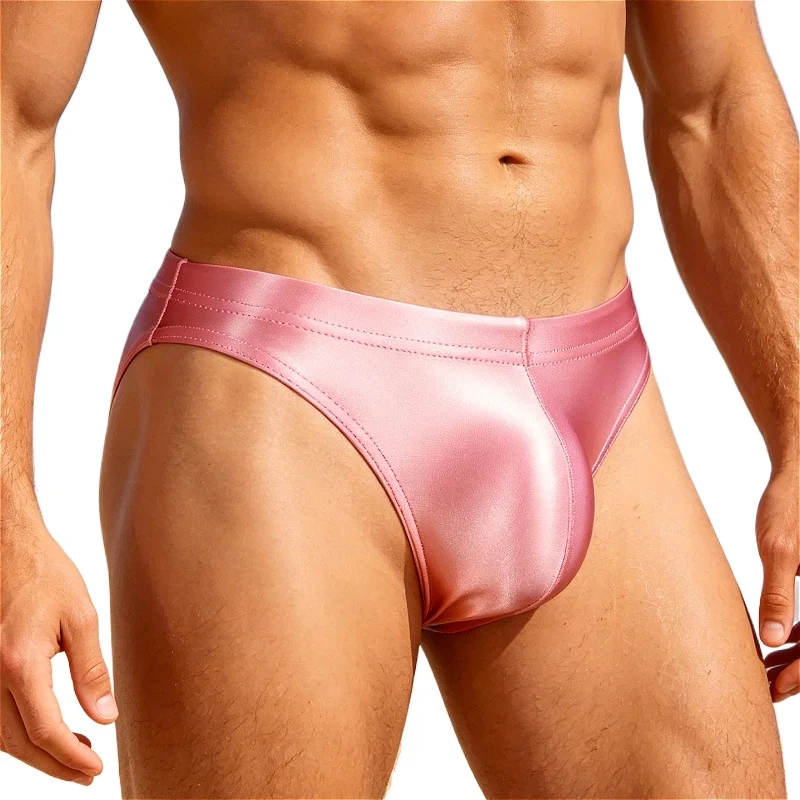 

Summer Shiny Mens Underwear Quick-dry Sexy Convex Pouch Briefs Beachwear Silky Youth Panties Low Rise Trendy Man Swimming Trunks