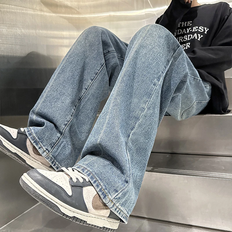 

y Loose Fit Straight Leg Jeans Men's Spring Autumn Versatile Long Pants Japanese Sle Casual Faion Youth ular