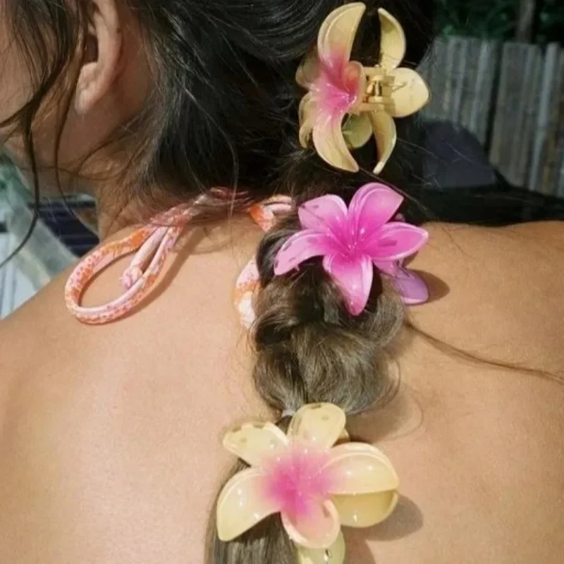 1/6 قطعة جديد البيض زهرة مقاطع الشعر 4/7 سنتيمتر للنساء عطلة الشاطئ بوهيميا نمط الانفجارات الجانب مشبك شعر كبير الفتيات إكسسوارات الشعر #6