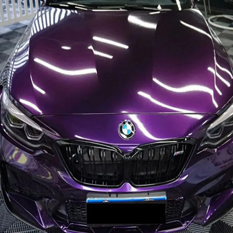 

1.52*18m/Roll Super Glossy Metallic Midnight Purple Vinyl Wrap Film Car Wrapping Roll Foil Air-release Adhesive Decal