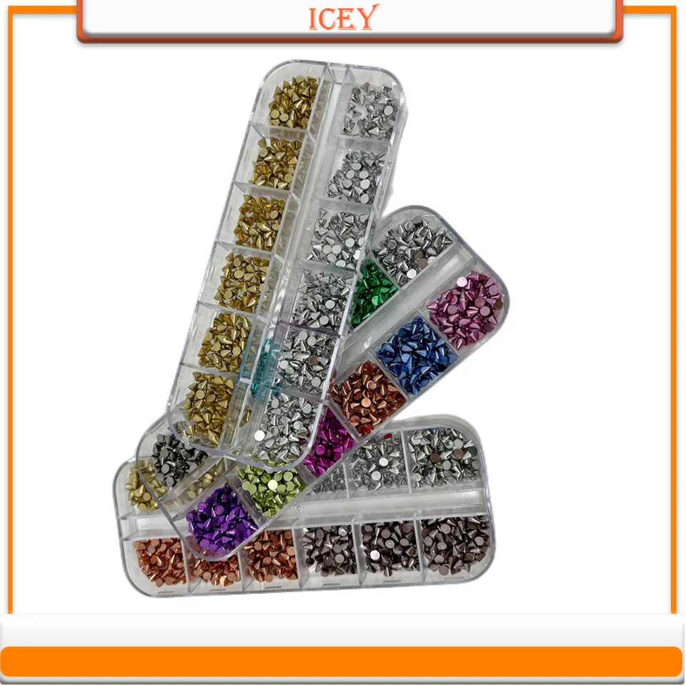Icey Beauty-accesorios para uñas de color dorado y plateado, remache cónico de estilo Punk Retro, 1 Juego