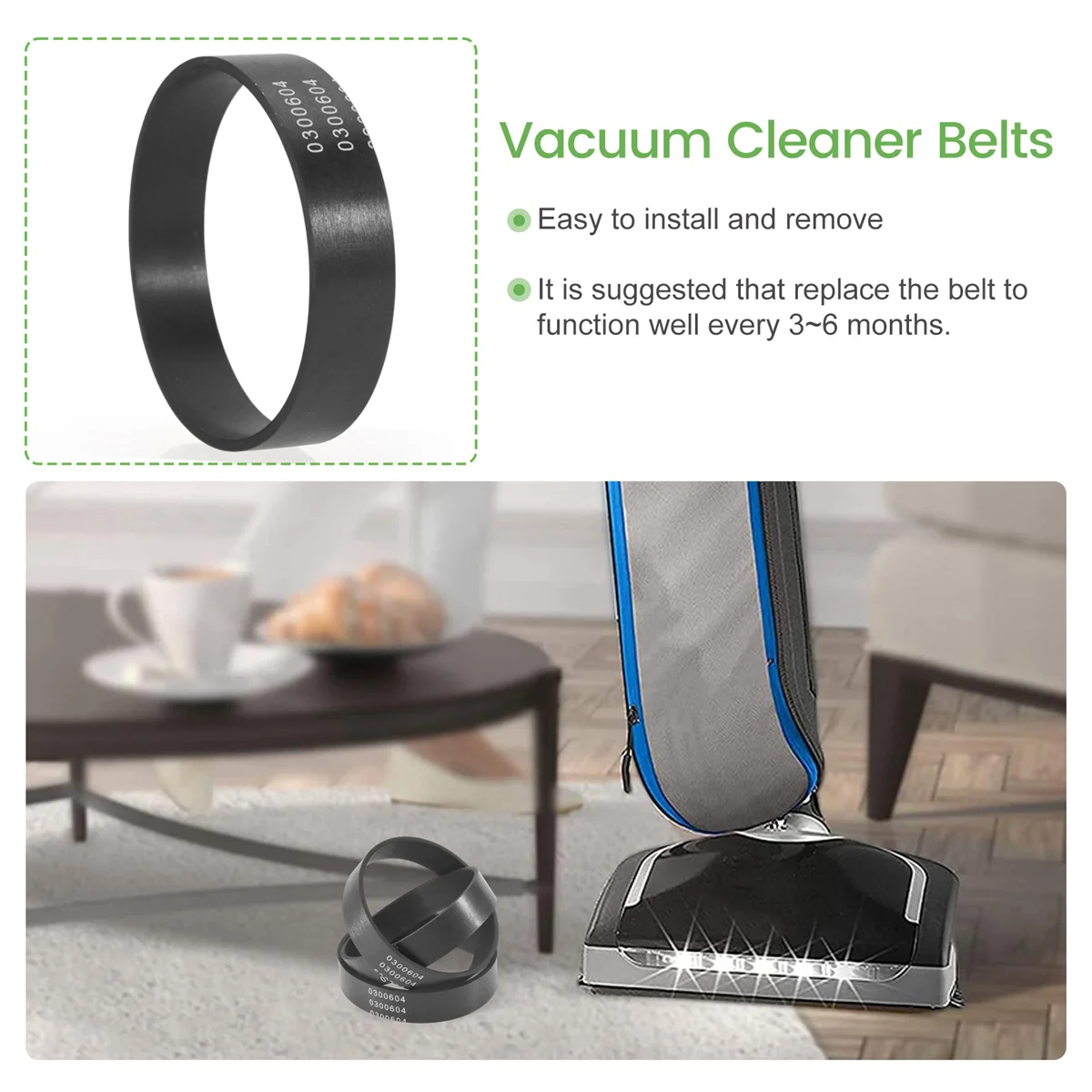 8 Pieces Vacuum Belt Replacement Belts Compatible for Oreck XL 0300604 Upright Vacuum Cleaner