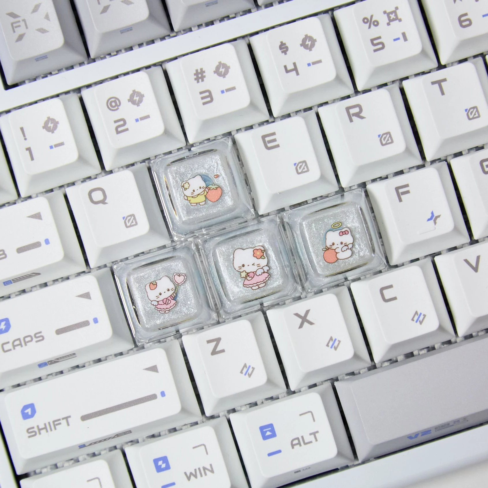 4 touches Hello Kitty Transparent Keycap personnalisé dessin animé bricolage Kawaii Keycaps pour Cherry MX Switch clavier mécanique