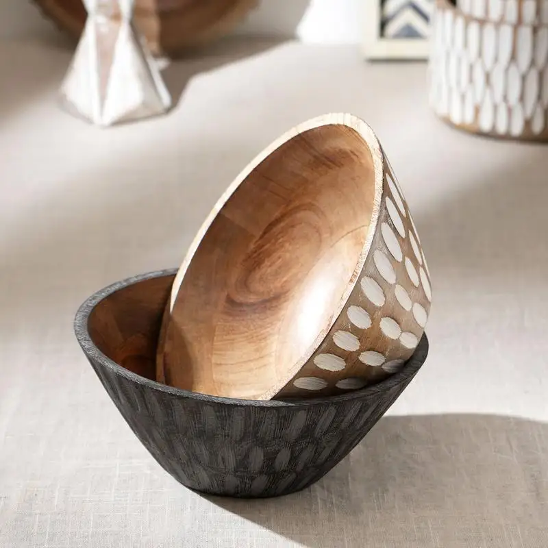 

Stylish Mango Wood Decorative Bowl - Versatile Utensil Server and Centerpiece