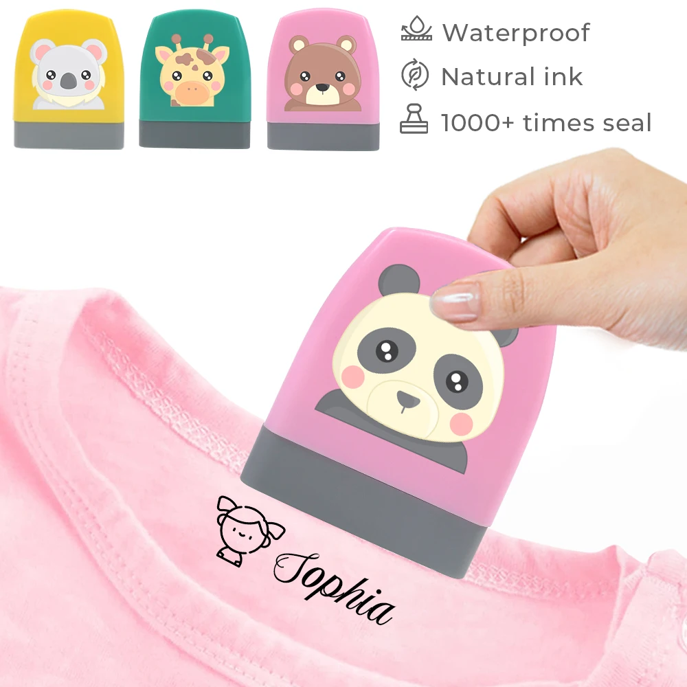 1pc Personalize Custom Name Stamp Bear Pattern Diy Name Seal Clothes Chapter Not Easy To Fade Security Name Stamp Gift