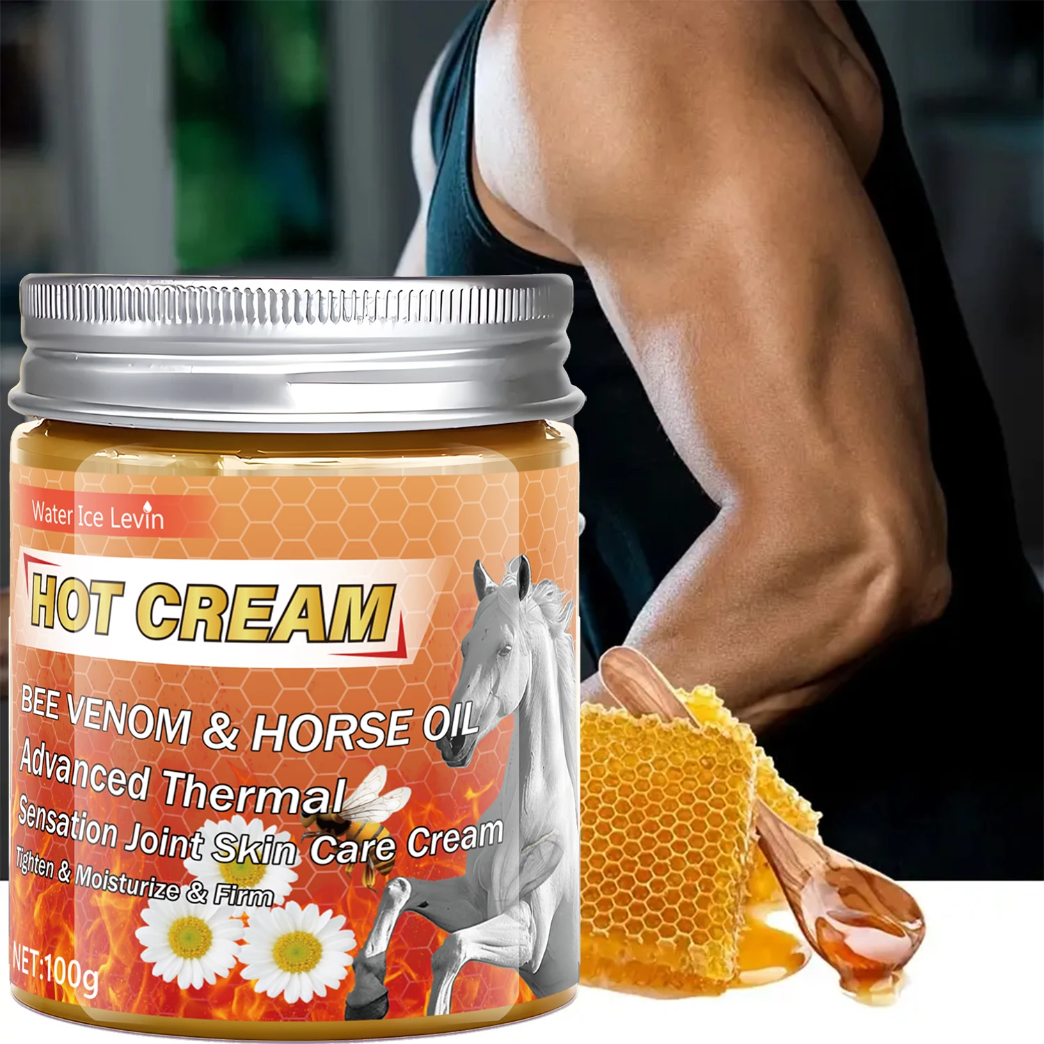 Crema caliente térmica avanzada de veneno de abeja y aceite de caballo para el cuidado de la piel de las articulaciones, reafirma, hidrata y firme.