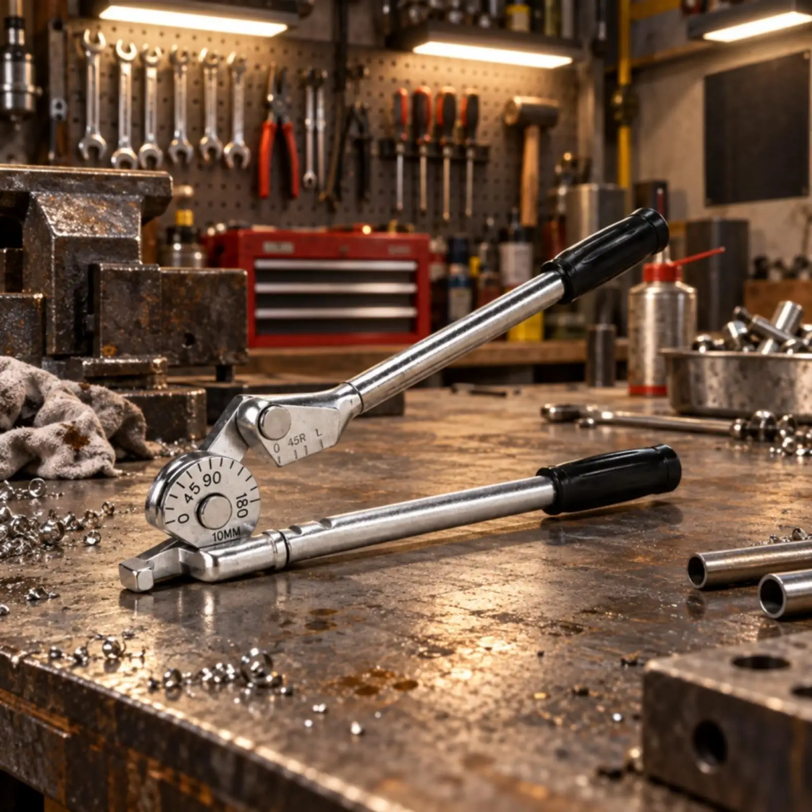 Hand Operated Metal Tube Bender with 180 Degree Scale for Thin Wall Iron and Stainless Steel for Home and Job