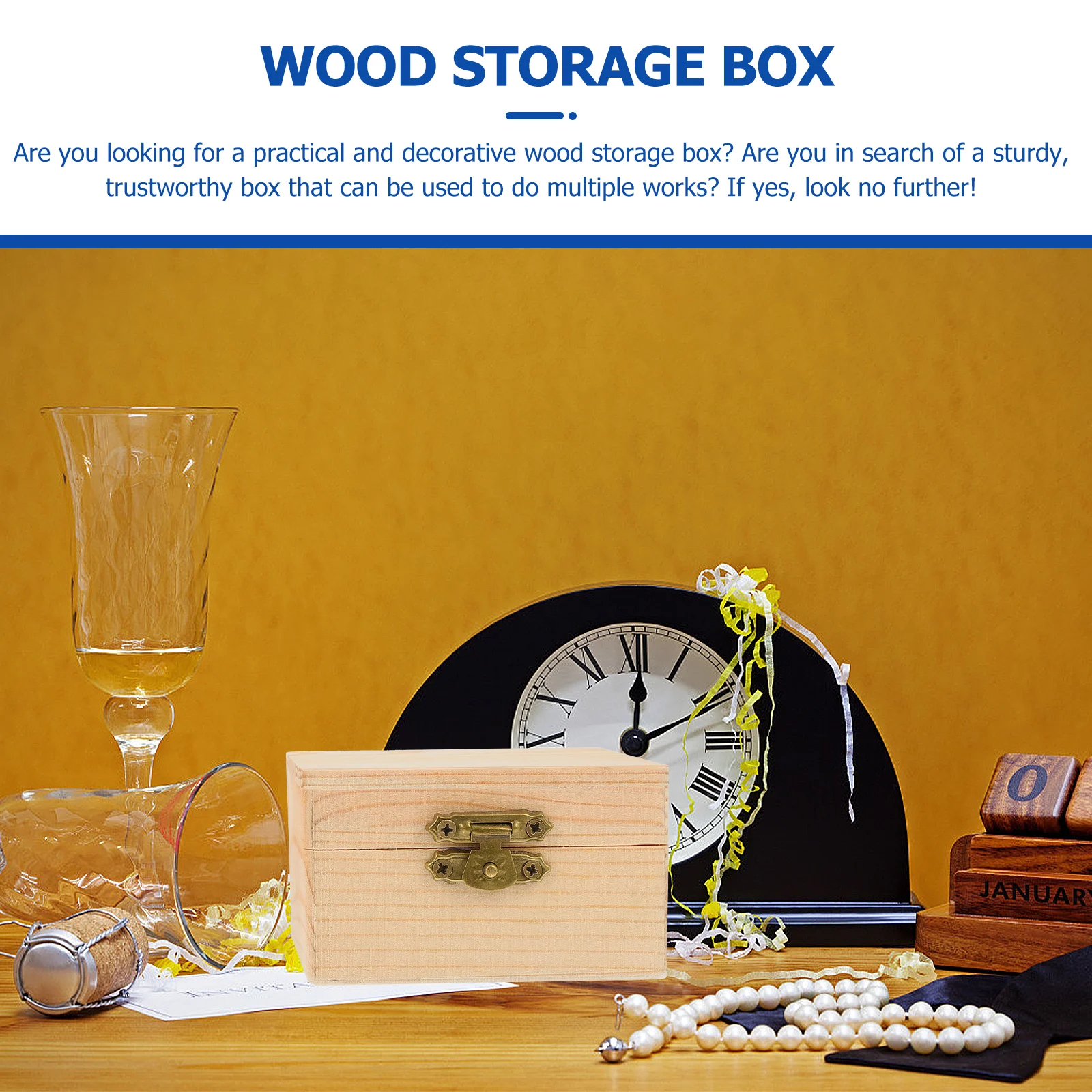 

2Pcs Wood Storage Boxes Small Wood Boxes with Lid Lock for Jewelry Craft Gift Packaging Case Wooden Box
