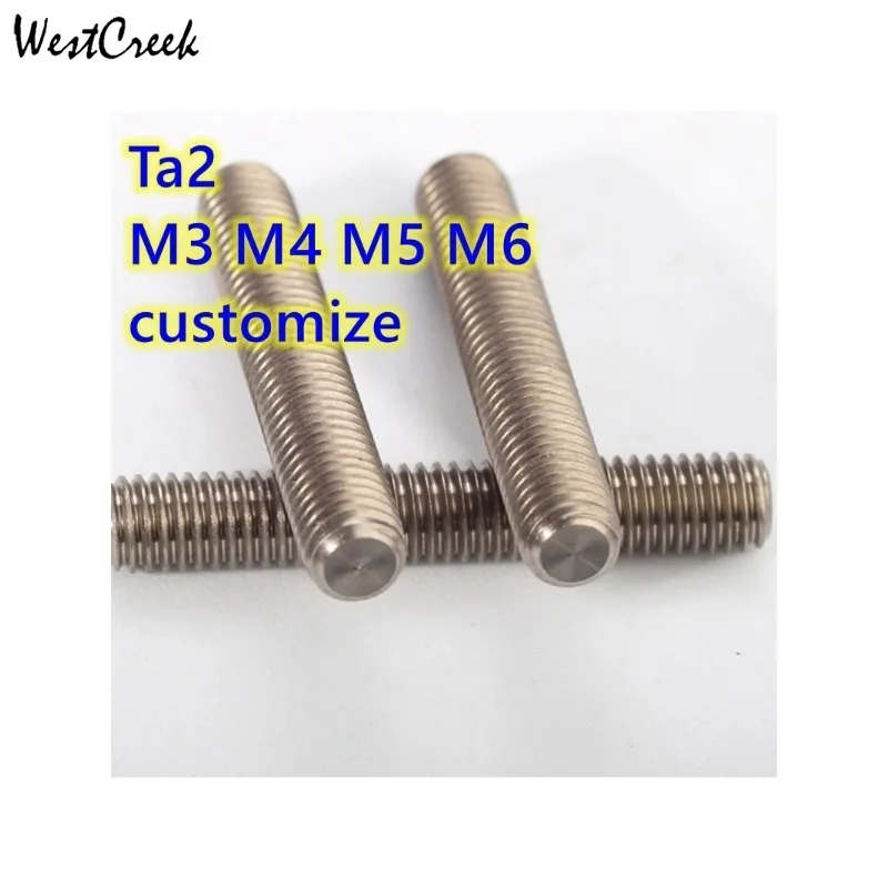 WESTCREEK Ta2 Titanium Bolt M3M4M5M6M8 Metric Full Threaded Bar Studding Rod Not Polished Grade 2 Titanium Screw customize