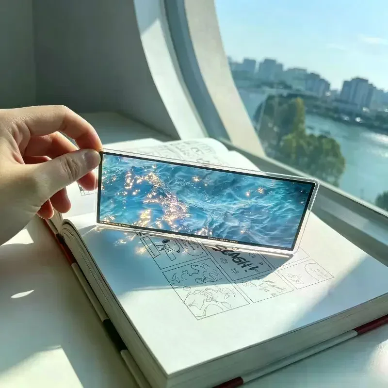 Art Aesthetic Ocean Theme Book Page Clip Acrylic Transparent Ocean Bookmark Waves Sailboats Sunrise Ocean Scenery Reading Mark
