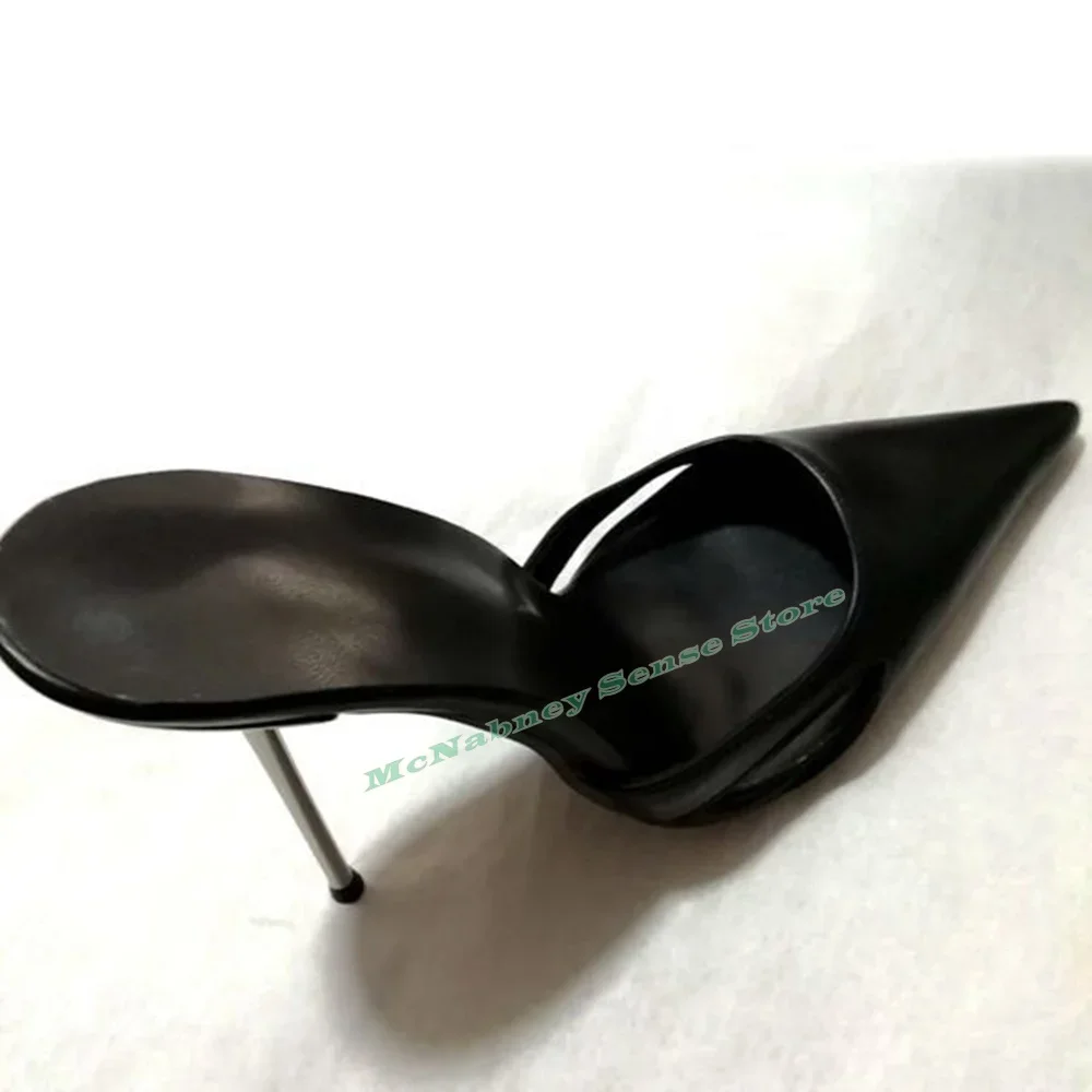 

Босоножки женские с острым носком, однотонные сандалии без застежки, на высоком каблуке 12 см, с прорезями, обувь для вечеринок, на лето