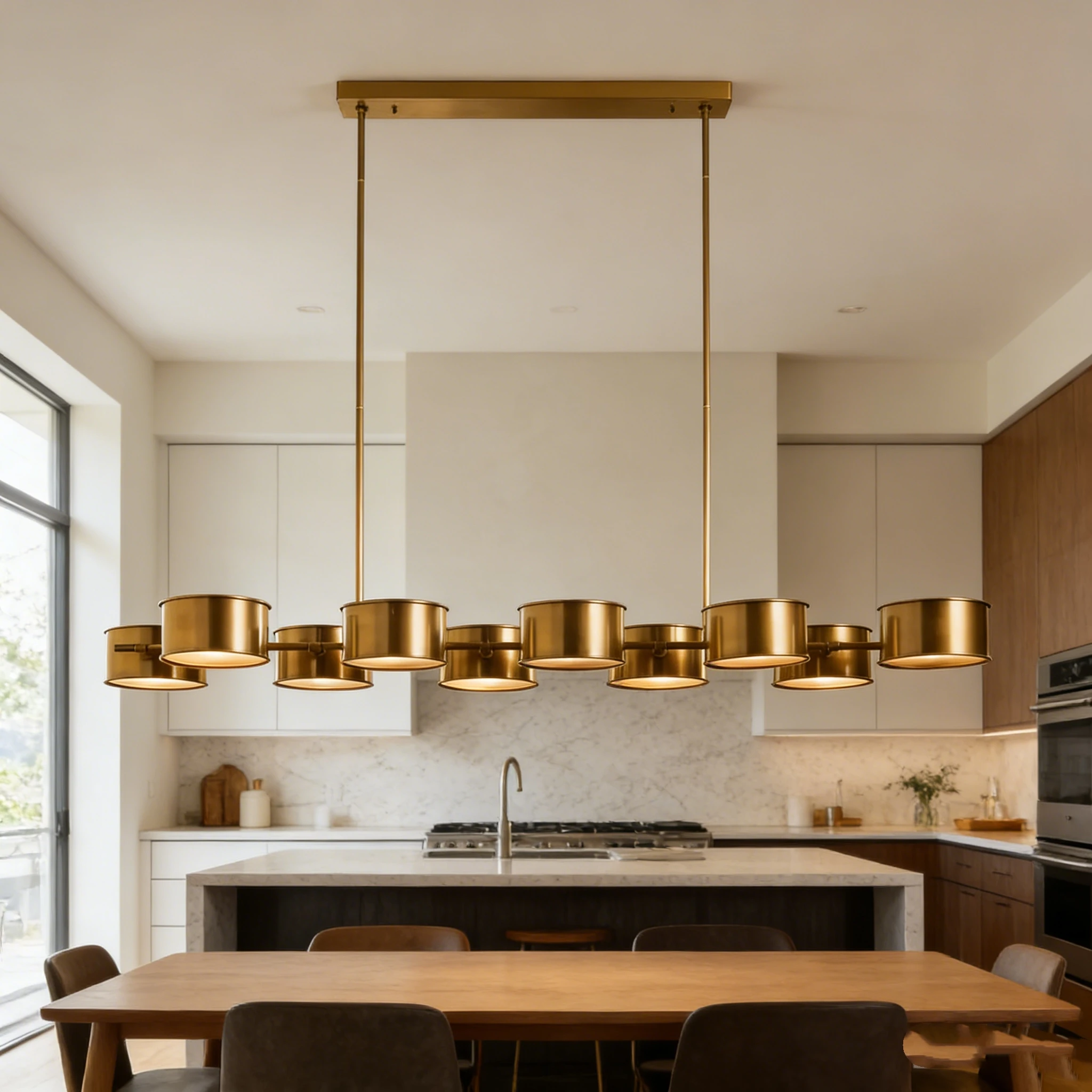 

Металлическая линейная люстра: роскошный современный подвесной светильник для обеденного стола, гостиной, квадратная сверкающая люстра для кухонного острова