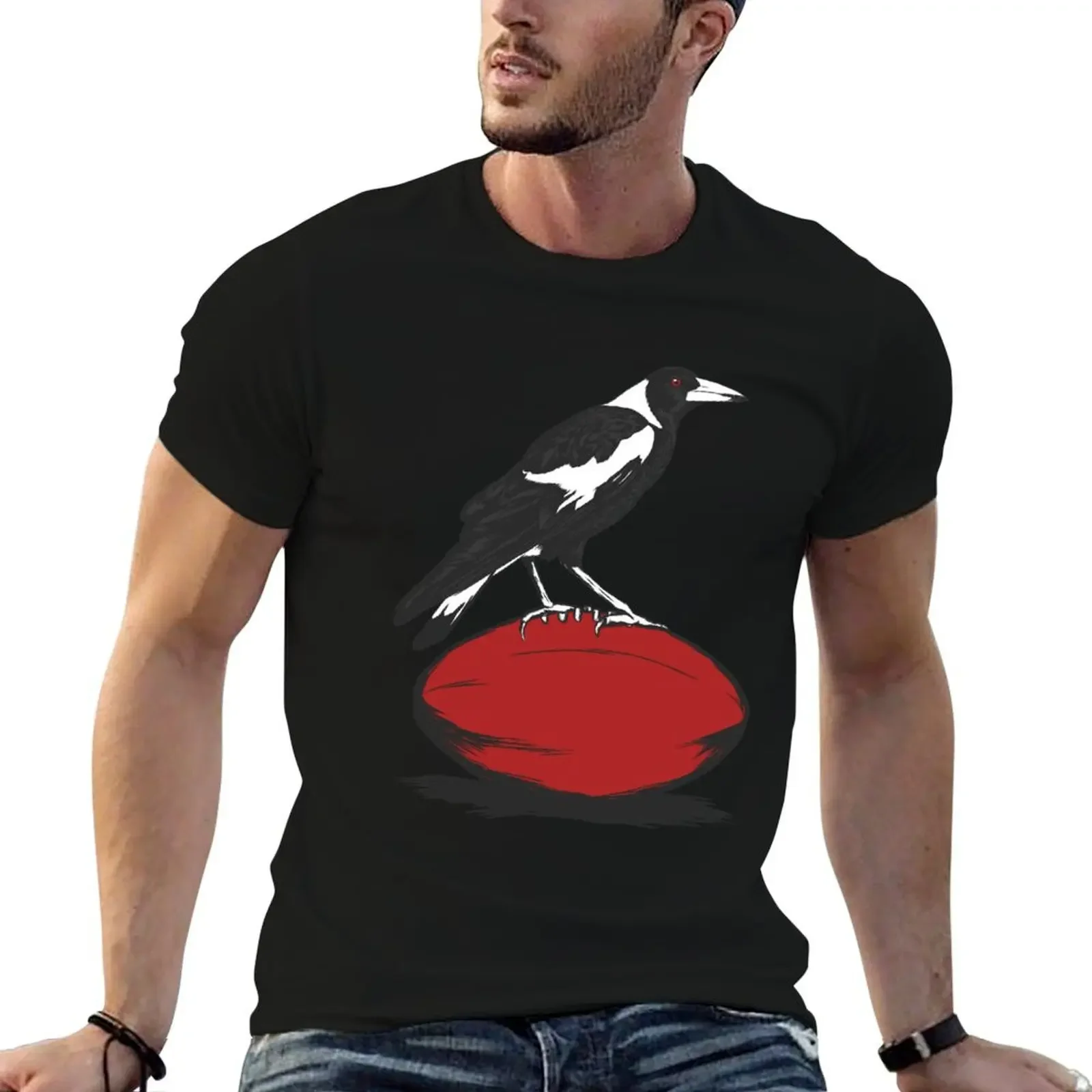 Magpie Footy T-Shirt valentines boutique clothes plus sizes mens vintage t shirts