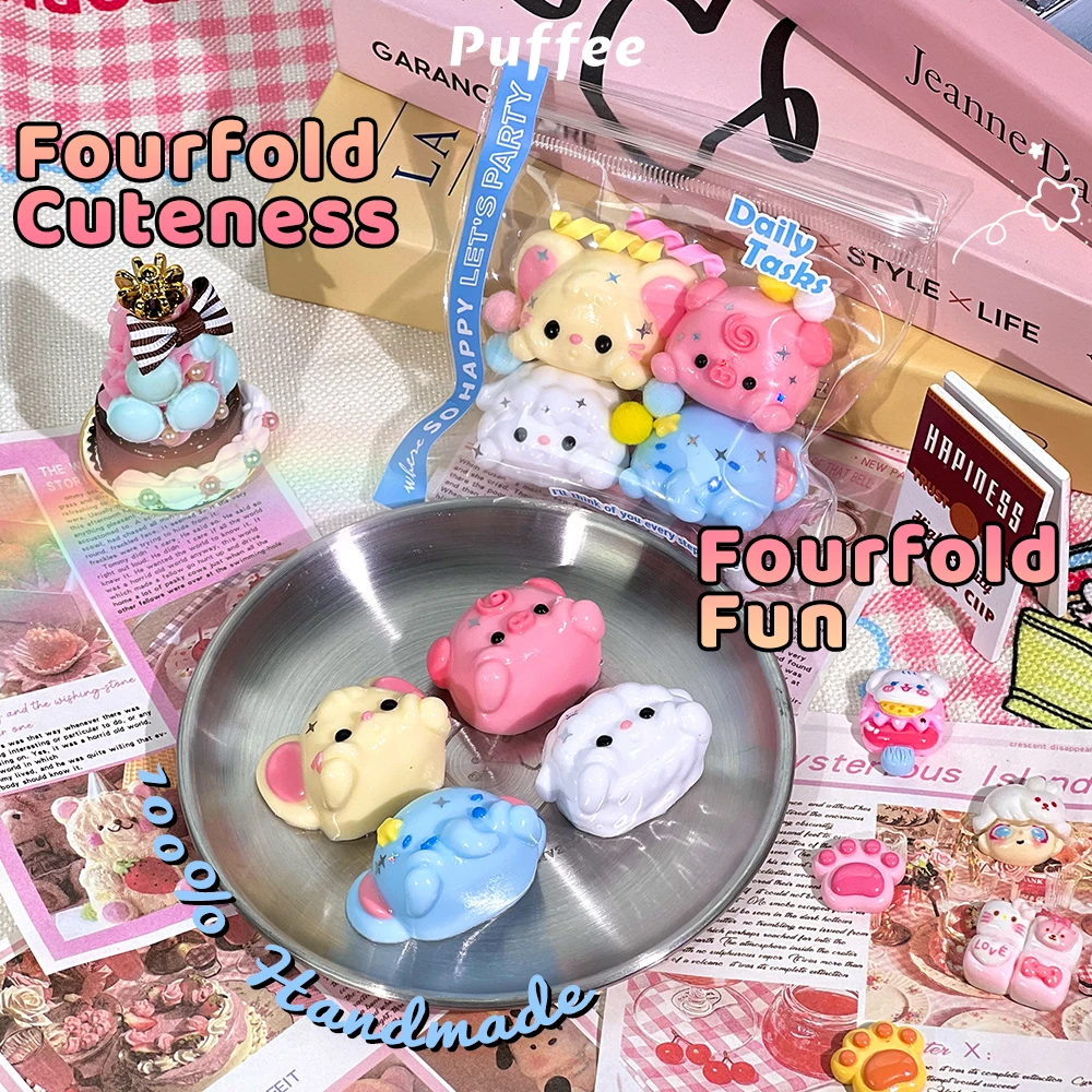 لعبة اسفنجي من السيليكون للطعام للحفلات على شكل حيوانات، طابا اسفنجي مصنوعة يدويًا، لاصق كريمي ناعم انتعاش بطيء، خنزير خروف على شكل فيل فأر #3