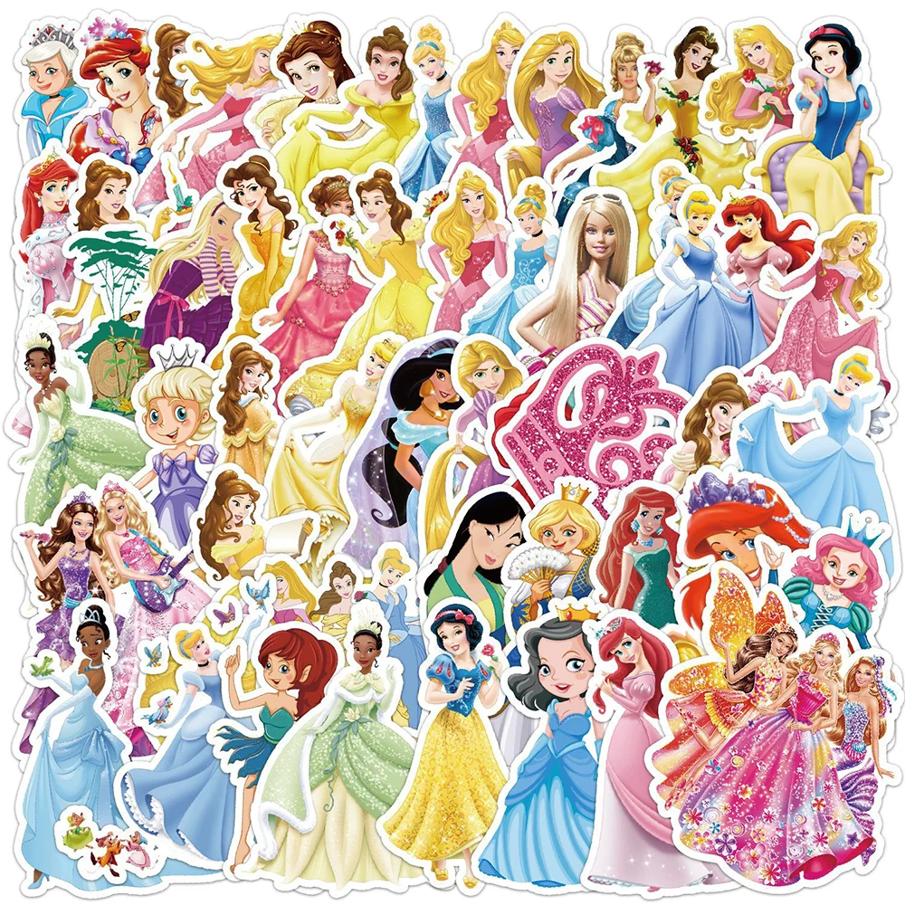 

10/30/50pcs Disney Princess Stickers Kawaii Girls Decoration Decals Decorative Stationery Phone Case Laptop Cute Sticker for Kid