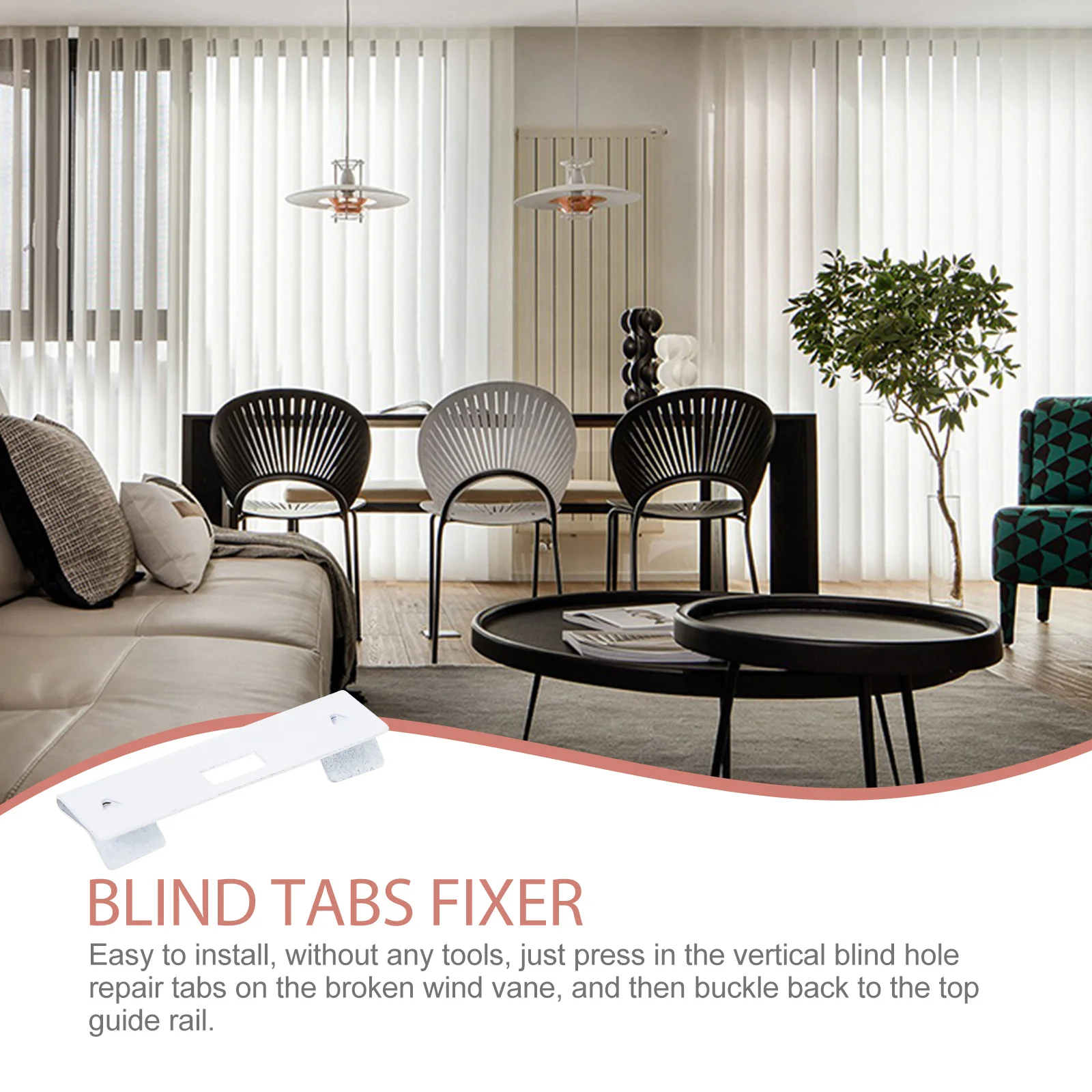 

10pcs Vertical Blind Repair Tabs Replacement Slats Vane Savers For Vertical Blinds Metal Fixing Clips Easy Install Tool-Free