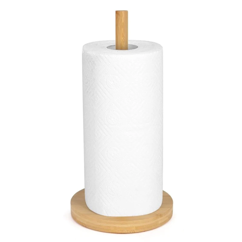 Wooden Roll Paper Towel Holder, Bathroom Tissue Vertical Stand, Disposable Paper Pot, Kitchen Toilet Storage Accessories